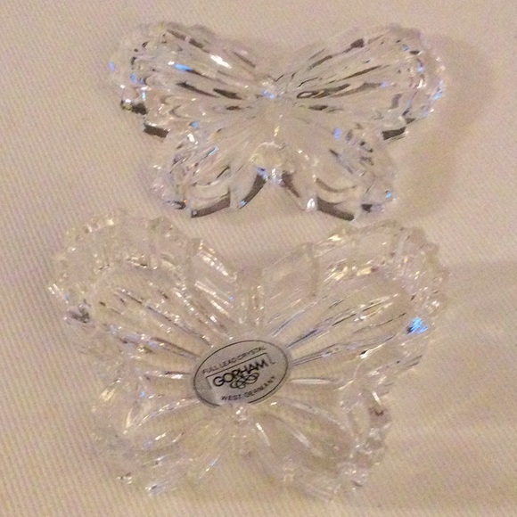 Crystal Butterfly Trinket Box - Gorham Full Lead Crystal - Picture 7 of 8